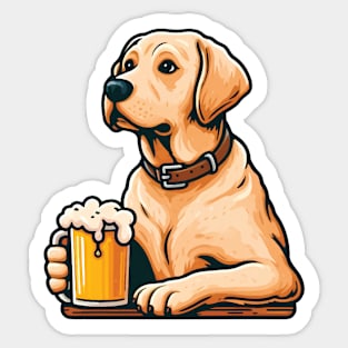 Labrador Retriever holding a glass of beer Sticker